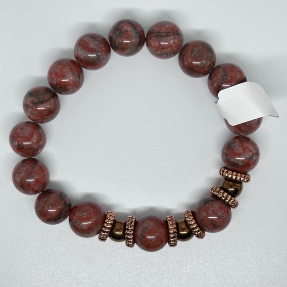 Jasper bracelet stretchy handmade 12mm beads - Picture 3 of 5